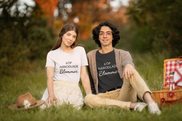 t shirt mockup featuring a couple on a picnic and a cottagecore aesthetic m18716 1